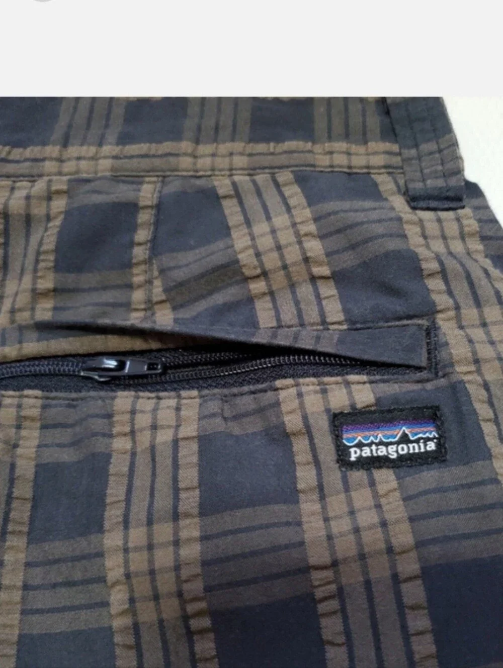 Patagonia Mens Organic Cotton Brown Plaid Shorts 36 Waist